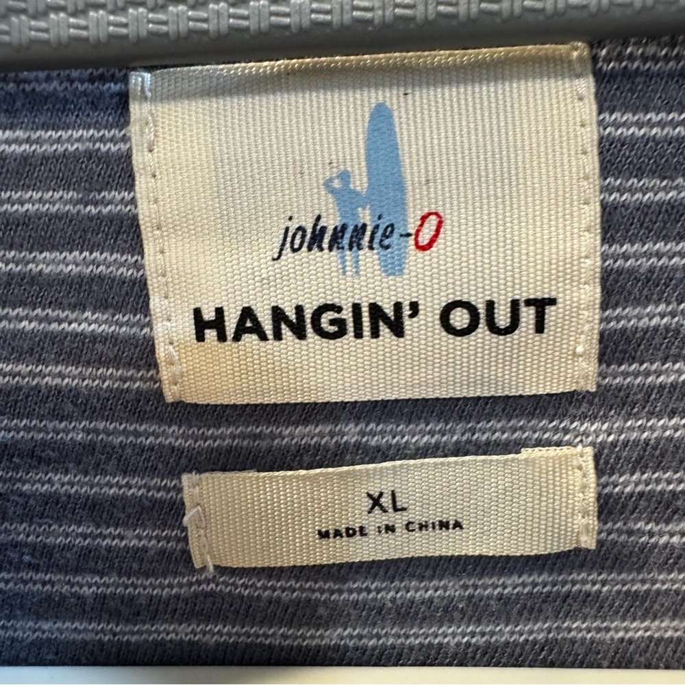 johnnie-O Hanging Out Harvell Gray Striped Quarter-Zip Pullover size XL - Picture 2 of 6